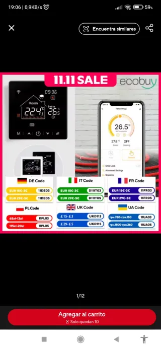 Termostato Caldera, Gas, electrica, Tuya Smart