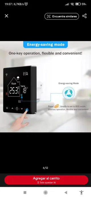 Termostato Caldera, Gas, electrica, Tuya Smart