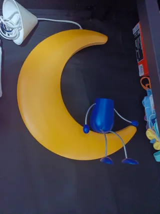 Lámpara Luna Infantil Azul y Amarilla