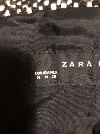 Abrigo Zara Tweed Negro y Blanco