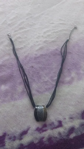 Colgante mujer plata y negro