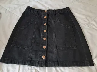 Falda vaquera negra botones talla 34