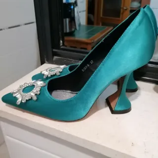 Zapatos de fiesta verde azulado talla 37