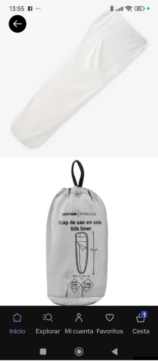 Sábana seda camping Forclaz 220cm