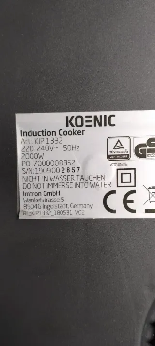 Placa de inducción KOENIC 2000W