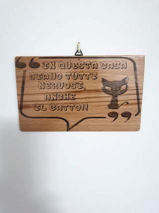 Targhetta in legno gatto nero