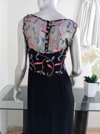 Vestido Fiesta Ana Torres Negro Multicolor