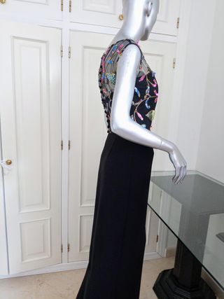 Vestido Fiesta Ana Torres Negro Multicolor