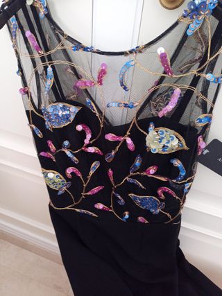 Vestido Fiesta Ana Torres Negro Multicolor