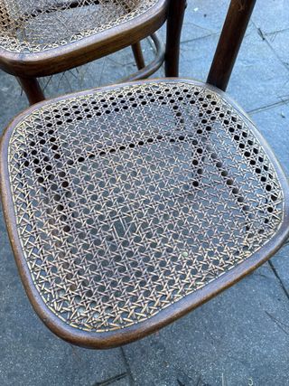 2 Sillas Cocina Vintage Madera y Rattan