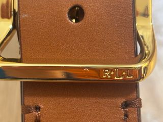 Cinturón Ralph Lauren piel marrón hebilla dorada