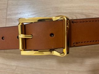 Cinturón Ralph Lauren piel marrón hebilla dorada