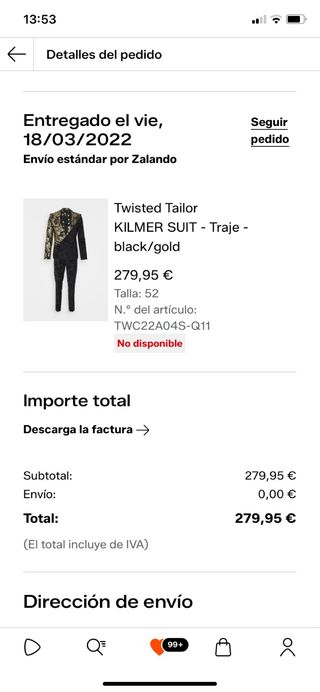 Traje Twisted Tailor KILMER SUIT black/gold