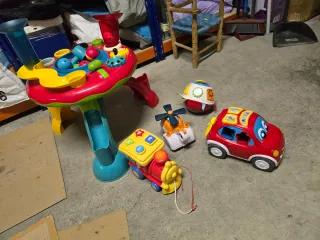 Lote Juguetes: Mesa de juego, Coche, Tren, Helicóp