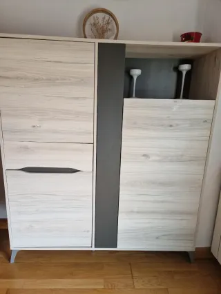Aparador moderno madera y gris