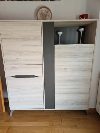 Aparador moderno madera y gris
