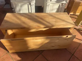 Banco zapatero con cajón de madera pino