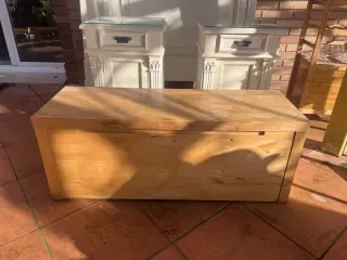Banco zapatero con cajón de madera pino