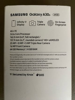 Samsung Galaxy A30s 64GB Negro/Azul.