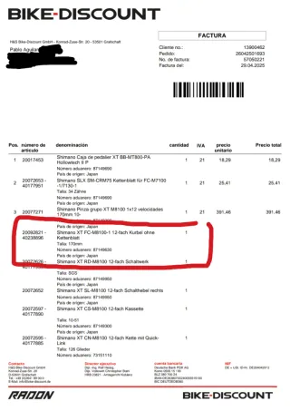 Bielas Shimano XT FC-M8100-1 170mm