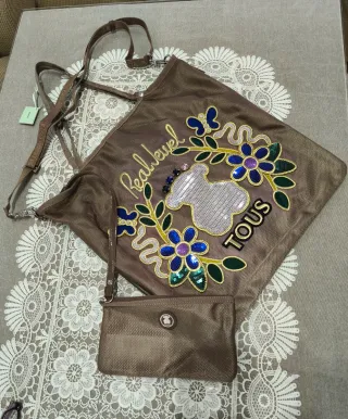 Bolso Tous shopping nylon marrón