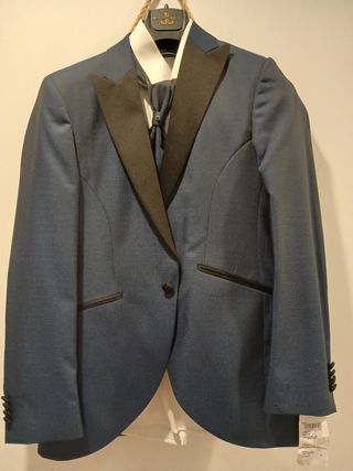 Fato cerimónia azul e branco novo