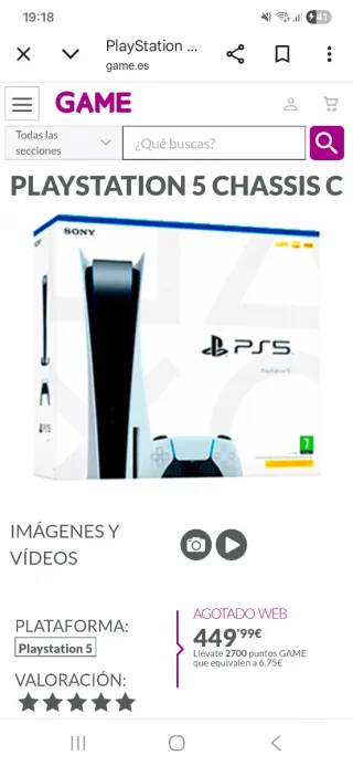 Consola Sony PlayStation PS5 con Lector