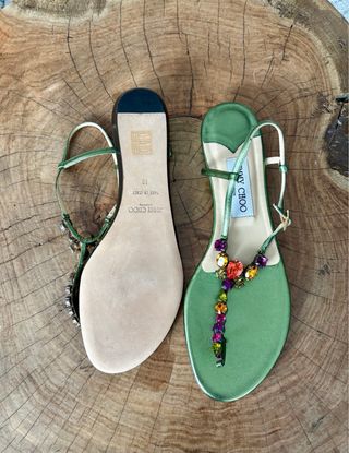 Sandalias Jimmy Choo Verdes con Pedrería
