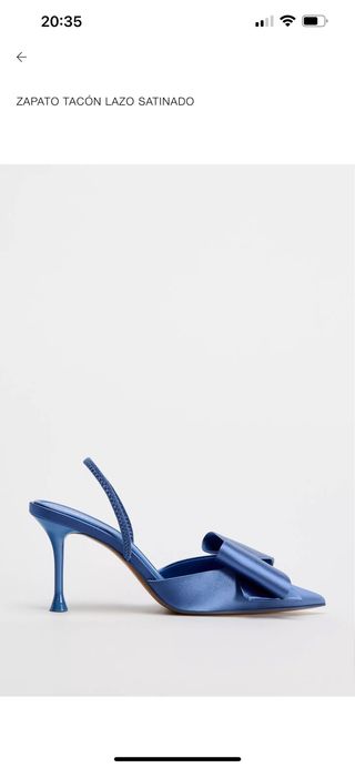 Zapato tacón lazo satinado azul