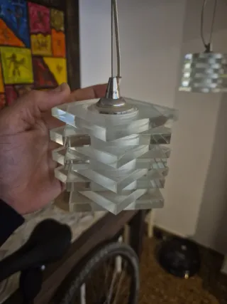 Lámpara colgante cristal y metal