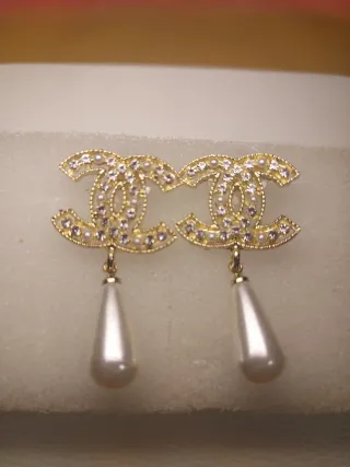 Pendientes fiesta   Perlas y Brillantes Dorados