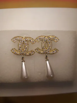 Pendientes fiesta   Perlas y Brillantes Dorados