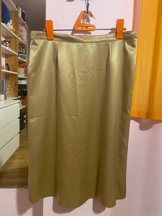 Traje de fiesta mujer marrón y dorado