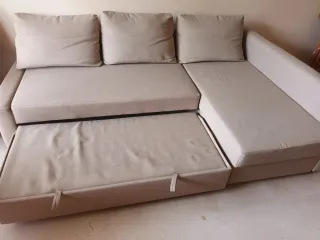 Sofá Cama Chaise Longue Beige