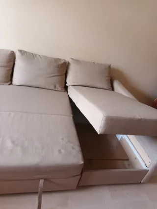 Sofá Cama Chaise Longue Beige