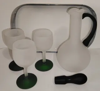 Set bicchiere e caraffa vetro satinato