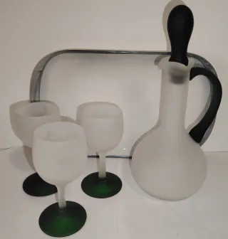 Set bicchiere e caraffa vetro satinato