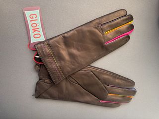 Guantes de piel Glöko negros con detalles multicol