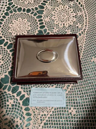 Porta carte da gioco memo e penna in argento