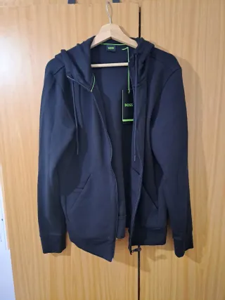 Sudadera Boss Negra con Cremallera