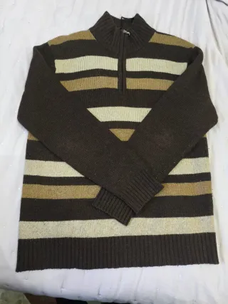 Jersey cuello alto rayas cremallera