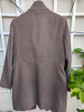 Abrigo de paño mujer marrón