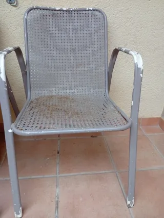 Tavolo in ferro battuto e marmo + 4 sedie