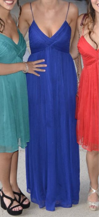 Vestido largo gasa azul para eventos