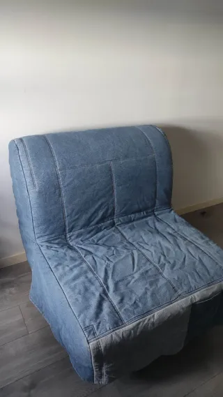Sofá Cama Funda Tela Azul/Gris vaquera