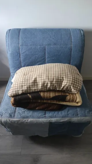 Sofá Cama Funda Tela Azul/Gris vaquera