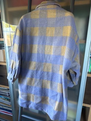 Chaqueta cuadros lila y beige