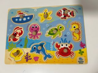 Puzzle de madera Mundo Diver con animales marinos