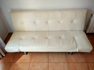 Sofá Cama Piel Sintética Blanco