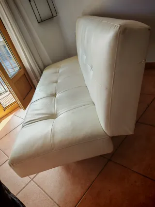 Sofá Cama Piel Sintética Blanco